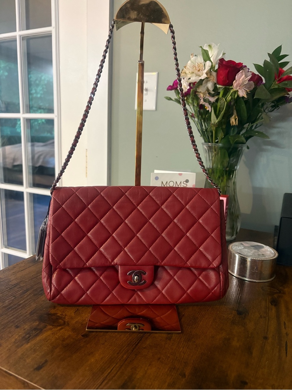 Chanel Quilted Lambskin Single flap in Burgundy